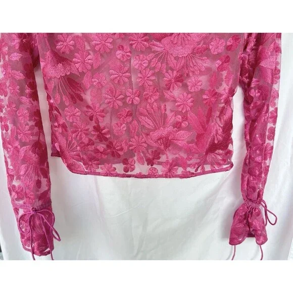 staud destiny dress blossom garden party STAUD Destiny Embroidered Cardigan Bow Sheer Blossom Garden Party Women's XS